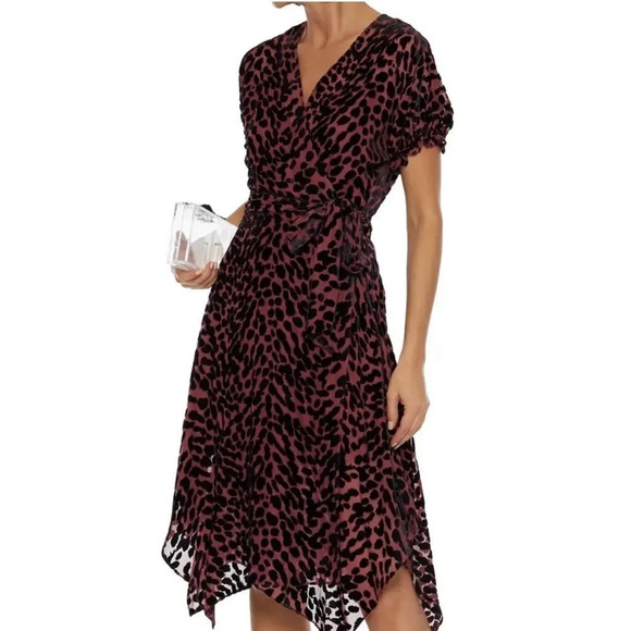 Diane Von Furstenberg Katherine Merlot & Black Velvet Wrap Dress size Medium - Picture 1 of 11